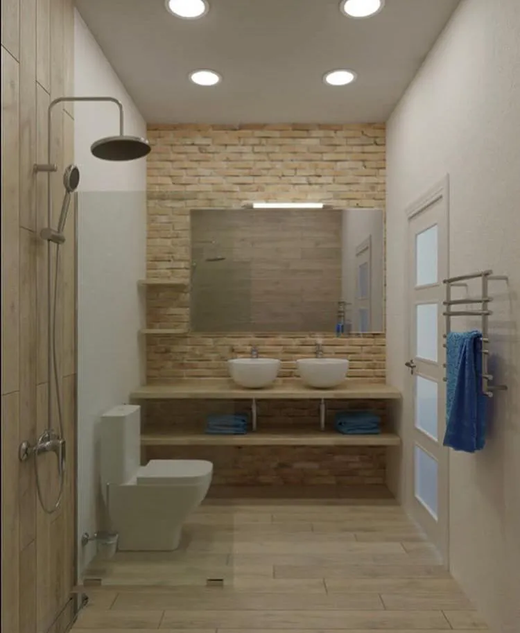 Baño moderno con revestimiento piedra - ConstruFach