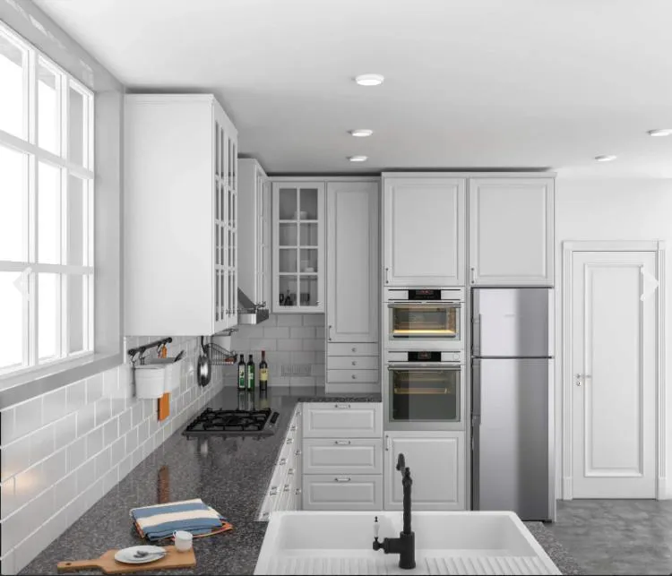 Cocina blanca clásica - ConstruFach